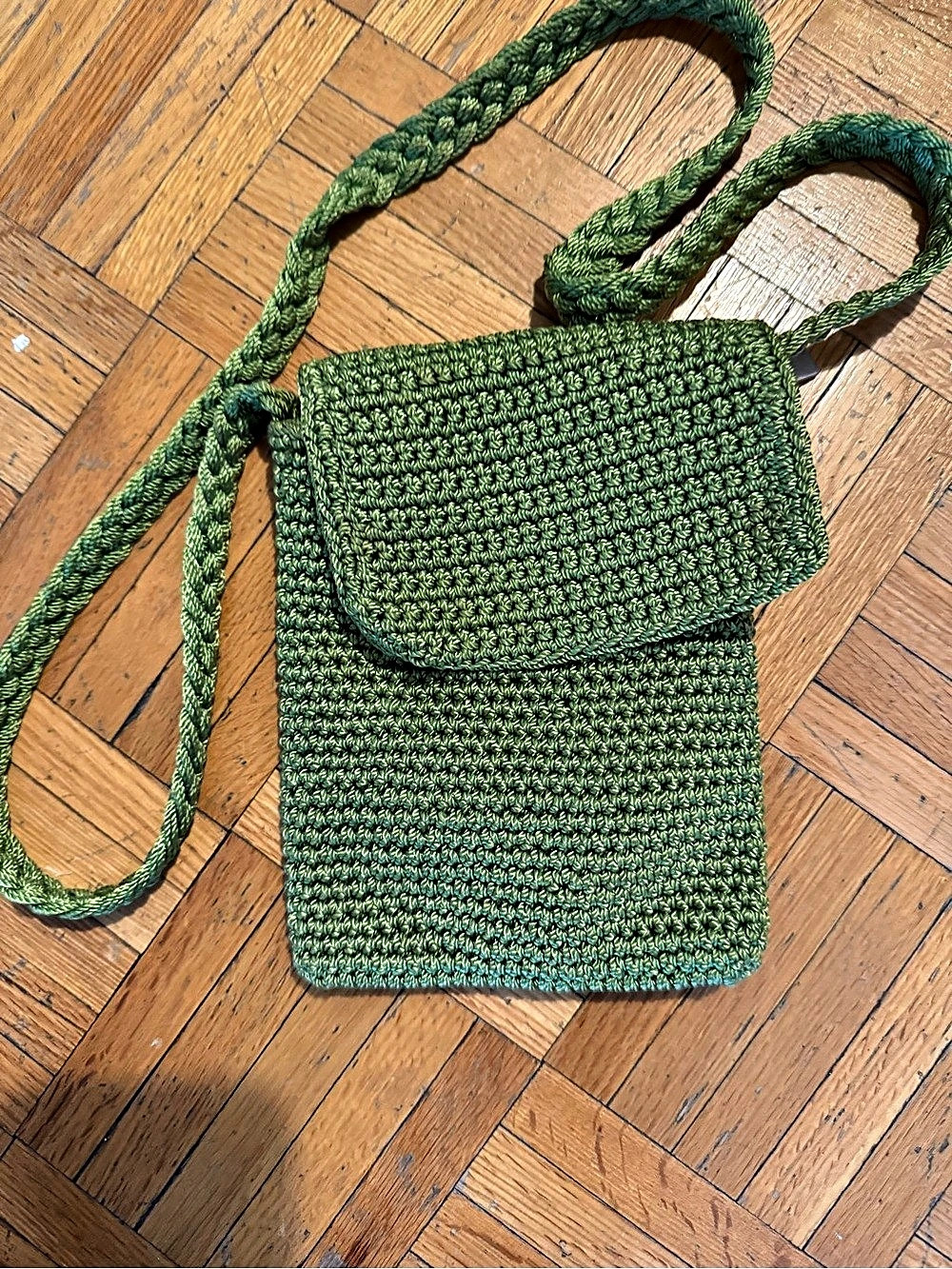 The Sak Classic Crochet Flap Crossbody Bag Green